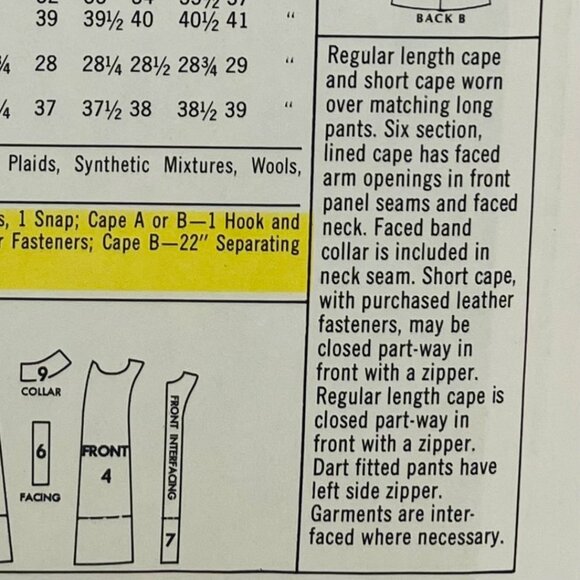1960s Zip Up Cape Arm Slits with Pants Sewing Pattern McCalls 2118 Sz 7 B 31 FF - Picture 5 of 6